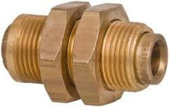 Norgren - 3/8" Outside Diam, Brass Push-to-Connect Tube Bulkhead Union - 150 Max psi, Tube to Tube Connection, Buna O-Ring - Industrial Tool & Supply