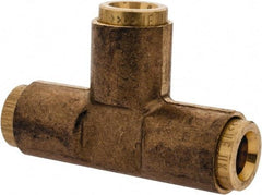 Norgren - 1/4" Outside Diam, Brass Push-to-Connect Tube Union Tee - 150 Max psi, Tube to Tube Connection, Buna O-Ring - Industrial Tool & Supply