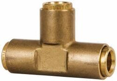 Norgren - 3/8" Outside Diam, Brass Push-to-Connect Tube Union Tee - 150 Max psi, Tube to Tube Connection, Buna O-Ring - Industrial Tool & Supply