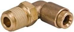 Norgren - 1/4" Outside Diam, 1/4 NPT, Brass Push-to-Connect Tube Male Swivel Elbow - 150 Max psi, Tube to Male NPT Connection, Buna O-Ring - Industrial Tool & Supply