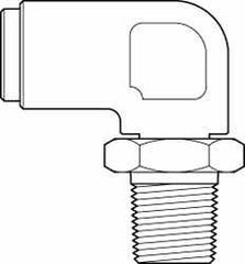 Norgren - 3/8" Outside Diam, 1/4 NPT, Brass Push-to-Connect Tube Male Swivel Elbow - 150 Max psi, Tube to Male NPT Connection, Buna O-Ring - Industrial Tool & Supply