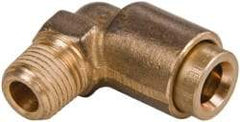 Norgren - 1/4" Outside Diam, 1/8 NPT, Brass Push-to-Connect Tube Male Elbow - 150 Max psi, Tube to Male NPT Connection, Buna O-Ring - Industrial Tool & Supply