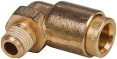Norgren - 3/8" Outside Diam, 1/8 NPT, Brass Push-to-Connect Tube Male Elbow - 150 Max psi, Tube to Male NPT Connection, Buna O-Ring - Industrial Tool & Supply