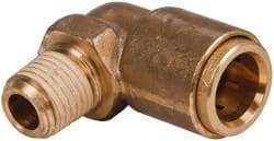 Norgren - 1/2" Outside Diam, 1/4 NPT, Brass Push-to-Connect Tube Male Elbow - 150 Max psi, Tube to Male NPT Connection, Buna O-Ring - Industrial Tool & Supply