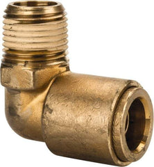 Norgren - 5/8" Outside Diam, 1/2 NPT, Brass Push-to-Connect Tube Male Elbow - 150 Max psi, Tube to Male NPT Connection, Buna O-Ring - Industrial Tool & Supply