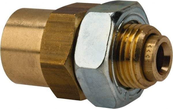 Norgren - 1/4" Outside Diam, 1/4 NPT, Brass Push-to-Connect Tube Female Bulkhead - 150 Max psi, Buna O-Ring - Industrial Tool & Supply