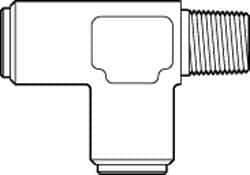 Norgren - 3/8" Outside Diam, 3/8 NPT, Brass Push-to-Connect Tube Male Run Tee - 150 Max psi, Tube to Male Connection, Buna O-Ring - Industrial Tool & Supply