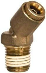 Norgren - 1/4" Outside Diam, 1/4 NPT, Brass Push-to-Connect Tube Male 45° Elbow - 150 Max psi, Tube to Male Connection, Buna O-Ring - Industrial Tool & Supply