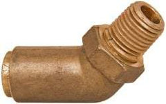 Norgren - 3/8" Outside Diam, 1/4 NPT, Brass Push-to-Connect Tube Male 45° Elbow - 150 Max psi, Tube to Male Connection, Buna O-Ring - Industrial Tool & Supply