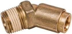 Norgren - 3/8" Outside Diam, 3/8 NPT, Brass Push-to-Connect Tube Male 45° Elbow - 150 Max psi, Tube to Male Connection, Buna O-Ring - Industrial Tool & Supply