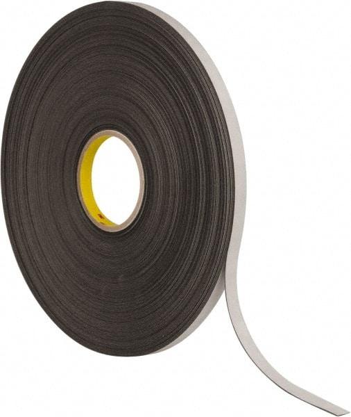 3M - 1/2" x 72 Yd Rubber Adhesive Double Sided Tape - 1/32" Thick, Black, Polyethylene Foam Liner, Continuous Roll, Series 4462B - Industrial Tool & Supply