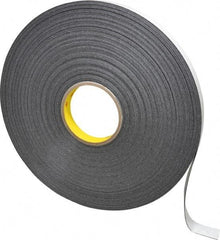 3M - 3/4" x 72 Yd Rubber Adhesive Double Sided Tape - 1/32" Thick, Black, Polyethylene Foam Liner, Continuous Roll, Series 4462B - Industrial Tool & Supply