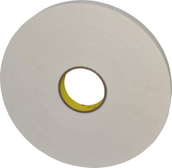 3M - 1" x 72 Yd Rubber Adhesive Double Sided Tape - 1/32" Thick, White, Polyethylene Foam Liner, Continuous Roll, Series 4462W - Industrial Tool & Supply