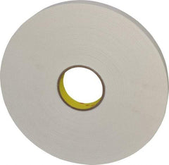 3M - 1" x 72 Yd Rubber Adhesive Double Sided Tape - 1/32" Thick, White, Polyethylene Foam Liner, Continuous Roll, Series 4462W - Industrial Tool & Supply