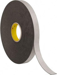 3M - 1" x 36 Yd Rubber Adhesive Double Sided Tape - 1/16" Thick, Black, Polyethylene Foam Liner, Continuous Roll, Series 4466B - Industrial Tool & Supply