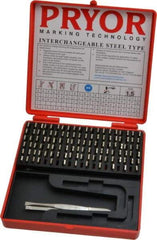 Pryor - 112 Piece, 1/16 Inch Character, Steel Type Set - 18 Character Capacity - Industrial Tool & Supply