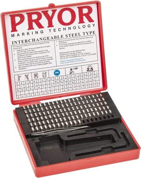 Pryor - 112 Piece, 3/32 Inch Character, Steel Type Set - 12 Character Capacity - Industrial Tool & Supply