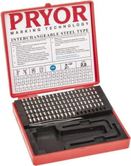 Pryor - 112 Piece, 3/32 Inch Character, Steel Type Set - 12 Character Capacity - Industrial Tool & Supply