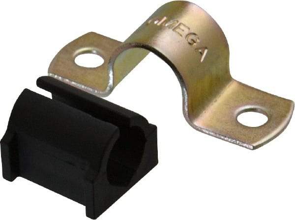 ZSI - 1/2" Tube, Steel, Zinc Plated Tube Strap with Cushion - 2 Mounting Holes - Industrial Tool & Supply