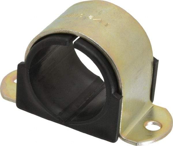 ZSI - 1-1/2" Tube, Steel, Zinc Plated Tube Strap with Cushion - 2 Mounting Holes - Industrial Tool & Supply