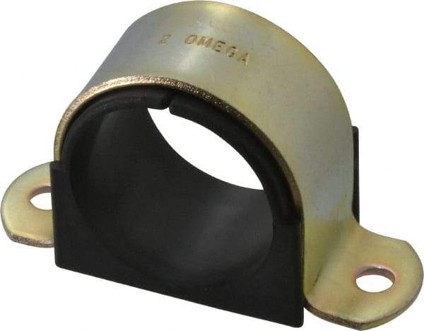 ZSI - 2" Tube, Steel, Zinc Plated Tube Strap with Cushion - 2 Mounting Holes - Industrial Tool & Supply