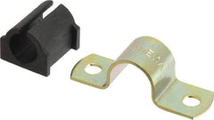 ZSI - 1/4 Pipe, Steel, Zinc Plated Pipe Strap with Cushion - 2 Mounting Holes - Industrial Tool & Supply