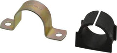 ZSI - 3/4 Pipe, Steel, Zinc Plated Pipe Strap with Cushion - 2 Mounting Holes - Industrial Tool & Supply