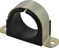 ZSI - 2 Pipe, Steel, Zinc Plated Pipe Strap with Cushion - 2 Mounting Holes - Industrial Tool & Supply