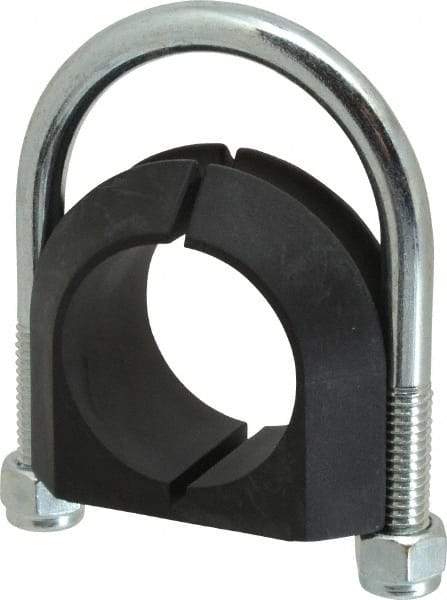 ZSI - 1-1/4" Pipe, Steel U Bolt Clamp with Cushion - Electro Galvanized, 3/4" Panel Thickness - Industrial Tool & Supply