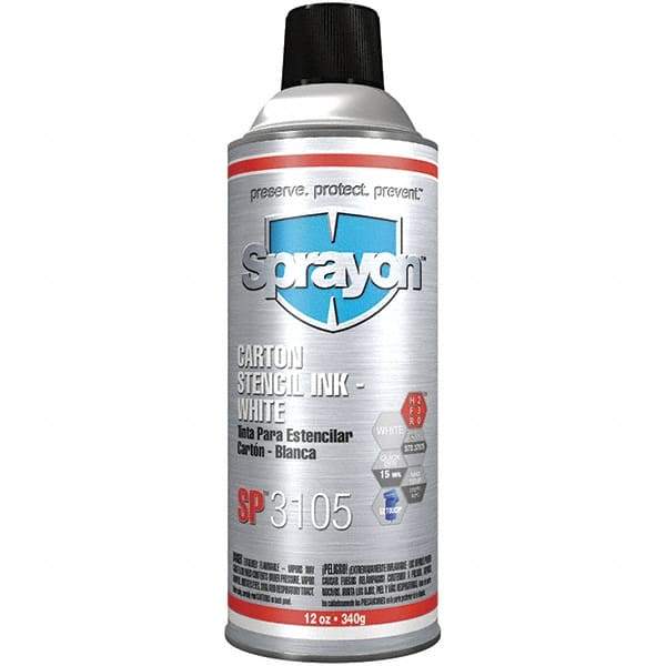 Sprayon - 16 Ounce Container, White Stencil Ink - Nonporous - Industrial Tool & Supply
