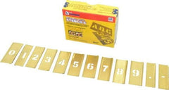 C.H. Hanson - 15 Piece, 1/2 Inch Character Size, Brass Stencil - Contains Figure Set - Industrial Tool & Supply