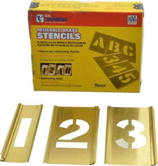 C.H. Hanson - 15 Piece, 1-1/2 Inch Character Size, Brass Stencil - Contains Figure Set - Industrial Tool & Supply