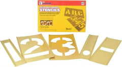 C.H. Hanson - 14 Piece, 6 Inch Character Size, Brass Stencil - Contains Figure Set - Industrial Tool & Supply