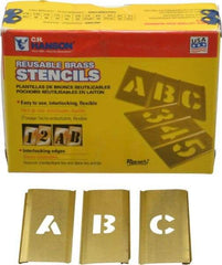 C.H. Hanson - 33 Piece, 1/2 Inch Character Size, Brass Stencil - Contains Letter Set - Industrial Tool & Supply