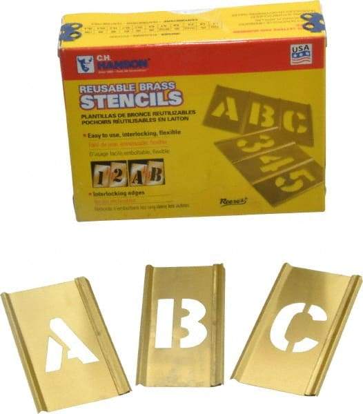 C.H. Hanson - 33 Piece, 1 Inch Character Size, Brass Stencil - Contains Letter Set - Industrial Tool & Supply