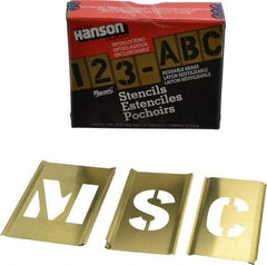 C.H. Hanson - 33 Piece, 1-1/2 Inch Character Size, Brass Stencil - Contains Letter Set - Industrial Tool & Supply