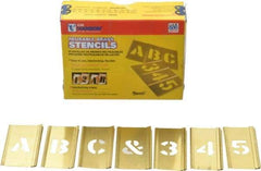 C.H. Hanson - 92 Piece, 3/4 Inch Character Size, Brass Stencil - Contains Three A Fonts - Industrial Tool & Supply