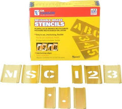 C.H. Hanson - 92 Piece, 1 Inch Character Size, Brass Stencil - Contains Three A Fonts - Industrial Tool & Supply