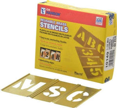 C.H. Hanson - 92 Piece, 1-1/2 Inch Character Size, Brass Stencil - Contains Three A Fonts - Industrial Tool & Supply