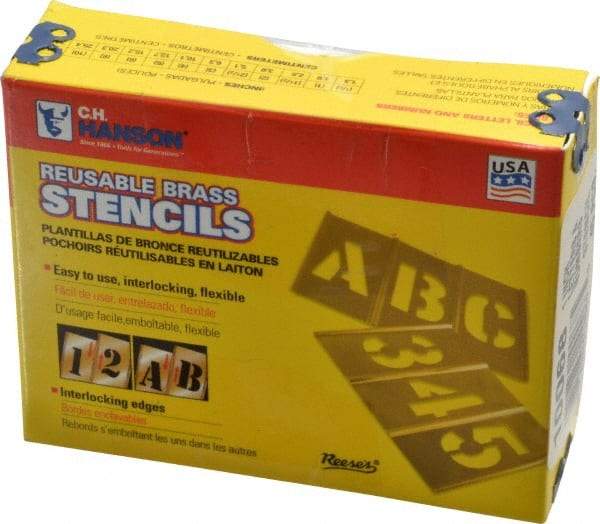 C.H. Hanson - 45 Piece, 1 Inch Character Size, Brass Stencil - Industrial Tool & Supply