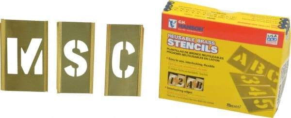 C.H. Hanson - 45 Piece, 1-1/2 Inch Character Size, Brass Stencil - Industrial Tool & Supply