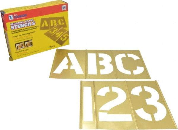 C.H. Hanson - 45 Piece, 5 Inch Character Size, Brass Stencil - Industrial Tool & Supply