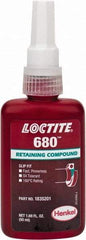 Loctite - 50 mL Bottle, Green, High Strength Liquid Retaining Compound - Series 680, 24 hr Full Cure Time, Heat Removal - Industrial Tool & Supply
