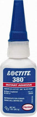 Loctite - 1 oz Bottle Black Instant Adhesive - Series 380, 90 sec Fixture Time, 24 hr Full Cure Time, Bonds to Metal, Plastic & Rubber - Industrial Tool & Supply