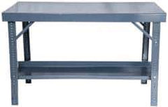 Durham - 60 Wide x 34" Deep x 28" High, Steel Workbench - Comfort Edge, Adjustable Height Legs - Industrial Tool & Supply