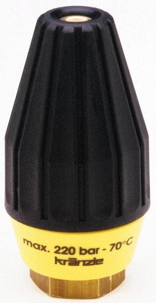 Dirt Killer - 3,200 psi Rotating, Brass, Ceramic & Plastic, Rotary Scouring Pressure Washer Nozzle - 4.5mm Orifice Diam, 1/4" Thread, NPT, Yellow - Industrial Tool & Supply
