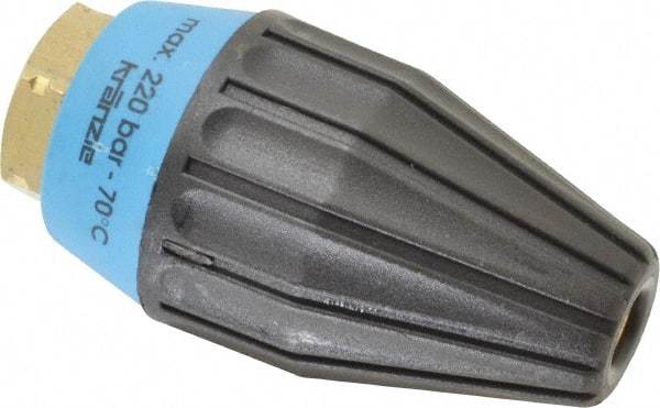 Dirt Killer - 3,200 psi Rotating, Brass, Ceramic & Plastic, Rotary Scouring Pressure Washer Nozzle - 7mm Orifice Diam, 1/4" Thread, NPT, Blue - Industrial Tool & Supply