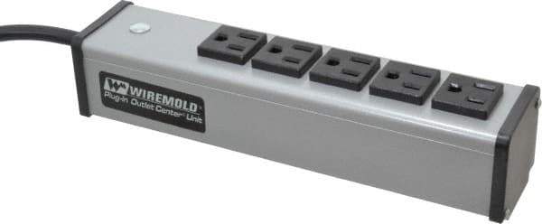 Wiremold - 5 Outlets, 120 Volts, 15 Amps, 6' Cord, Power Outlet Strip - Free Hanging Mount, 5-15 NEMA Configuration, 9-1/4" Strip, cULus Listed - Industrial Tool & Supply