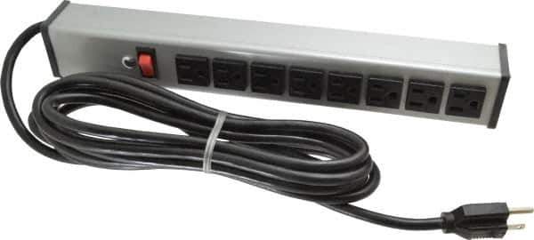 Wiremold - 8 Outlets, 120 Volts, 15 Amps, 15' Cord, Power Outlet Strip - Free Hanging Mount, 5-15 NEMA Configuration, 15" Strip, cULus Listed - Industrial Tool & Supply