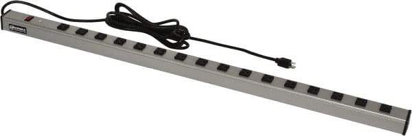 Wiremold - 16 Outlets, 120 Volts, 15 Amps, 15' Cord, Power Outlet Strip - Raceway Mount, 5-15 NEMA Configuration, 48" Strip, cULus Listed - Industrial Tool & Supply